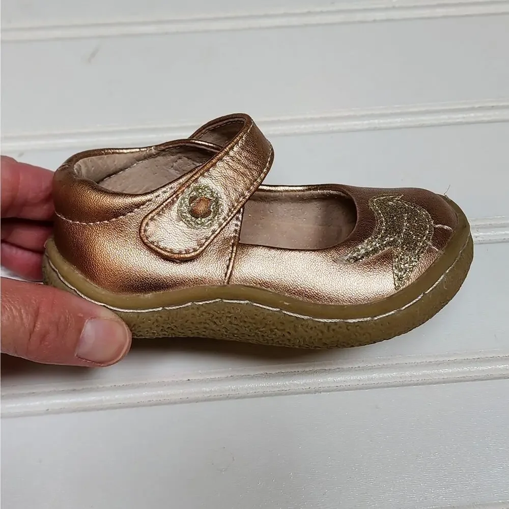 Live & Luca Girls Pio Pio Leather Mary Jane Shoes Size 4 Toddler Rose Gold
